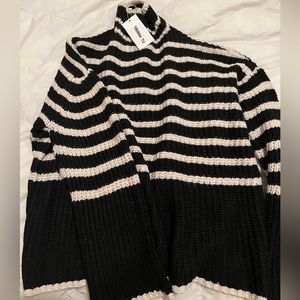 Easy Clothes Black and Ecru Striped Genna Sweater